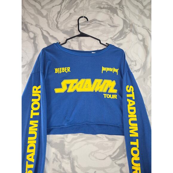 Justin Bieber Stadium Purpose World Tour 2027 Blue Women's Crop Top Size M - Picture 3 of 11
